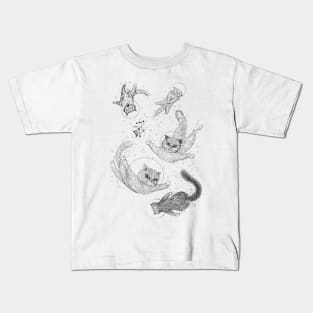 Space cats Black and white Kids T-Shirt